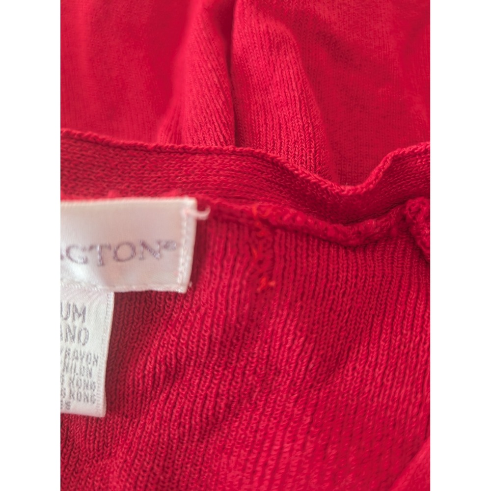 Vintage Worthington Red Ribbed Knit Button Front Cardigan Sweater V-Neck Medium - Picture 9 of 14